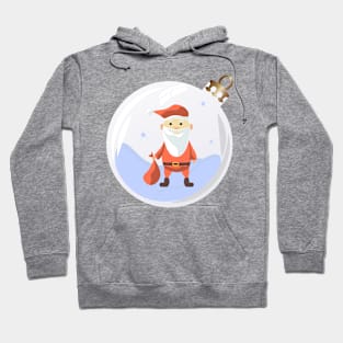 Santa Claus with gift bag in Christmas bauble Hoodie